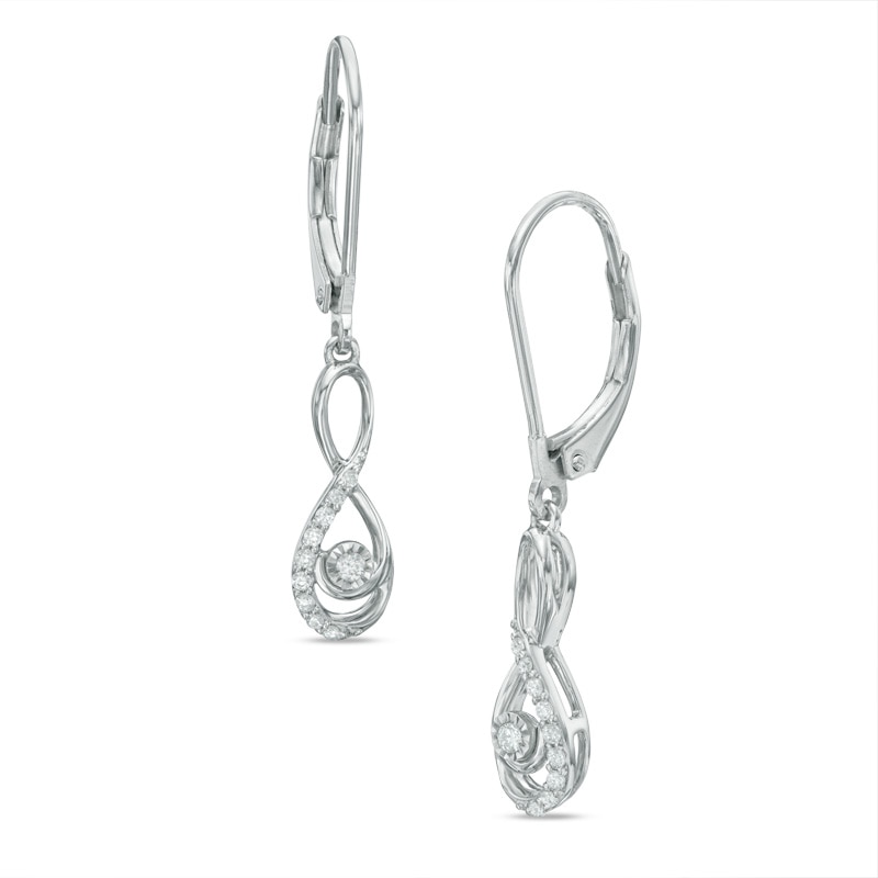 0.11 CT. T.W. Diamond Infinity Drop Earrings in 10K White Gold
