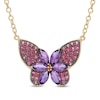 Thumbnail Image 0 of Marquise-Cut Amethyst and Rhodolite Garnet Butterfly Necklace in Sterling Silver with 18K Gold Plate