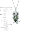 Thumbnail Image 1 of Mystic Fire® Topaz, Black Diamond Accent and Lab-Created White Sapphire Owl Pendant in Sterling Silver