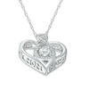 Thumbnail Image 1 of 4.0mm Lab-Created White Sapphire and Diamond Accent Infinity Heart with "MOM" Pendant in Sterling Silver