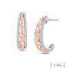 Thumbnail Image 0 of Vera Wang Love Collection 0.23 CT. T.W. Diamond J-Hoop Earrings in Sterling Silver and 14K Rose Gold