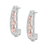Thumbnail Image 1 of Vera Wang Love Collection 0.23 CT. T.W. Diamond J-Hoop Earrings in Sterling Silver and 14K Rose Gold