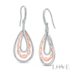 Thumbnail Image 0 of Vera Wang Love Collection 0.18 CT. T.W. Diamond Ribbon Teardrop Earrings in Sterling Silver and 14K Rose Gold
