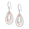Thumbnail Image 1 of Vera Wang Love Collection 0.18 CT. T.W. Diamond Ribbon Teardrop Earrings in Sterling Silver and 14K Rose Gold