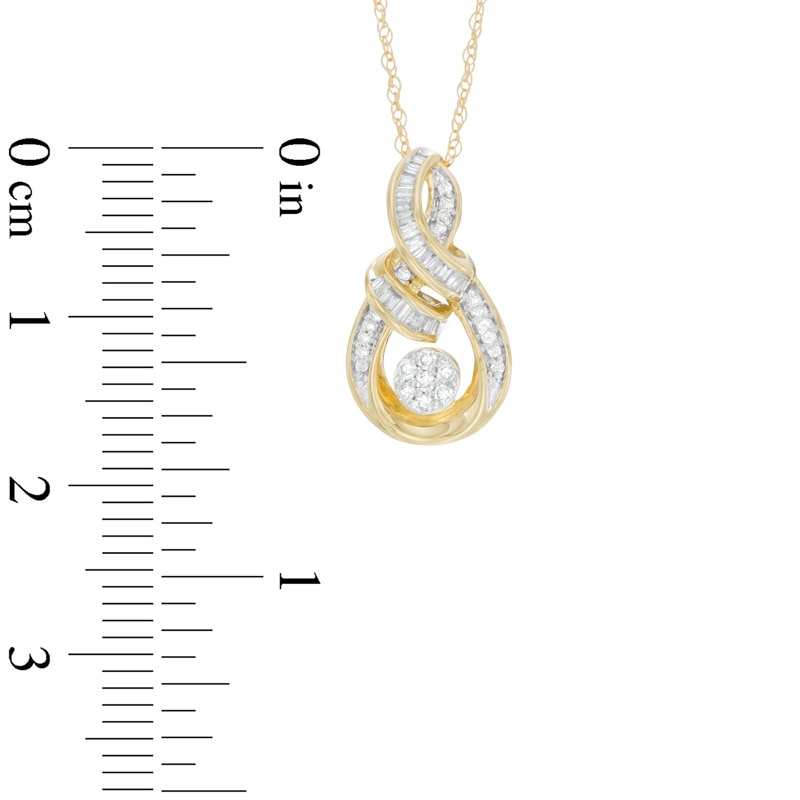 0.15 CT. T.W. Round and Baguette Cut Diamond Composite Infinity Pendant in 10K Gold