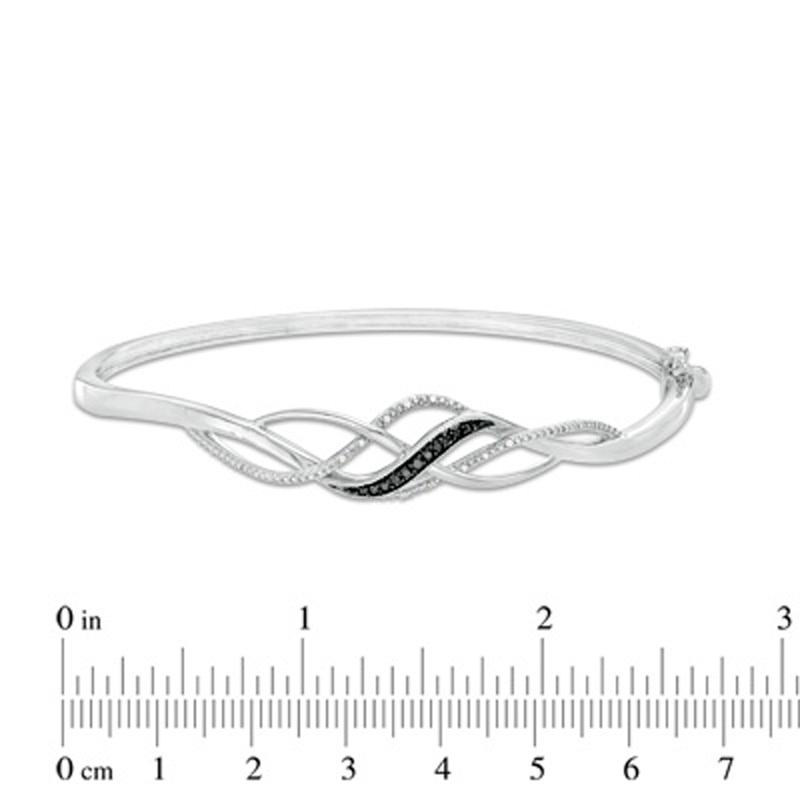 0.11 CT. T.W. Enhanced Black and White Diamond Loose Braid Three Piece Set in Sterling Silver