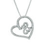 Thumbnail Image 0 of Open Hearts by Jane Seymour™ 0.15 CT. T.W. Diamond Tilted Heart Pendant in Sterling Silver