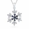 Thumbnail Image 0 of Lab-Created Blue Sapphire and Diamond Accent Snowflake Pendant in Sterling Silver