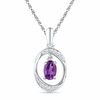 Thumbnail Image 0 of Oval Amethyst and Diamond Accent Oval Pendant in 10K White Gold