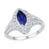 Thumbnail Image 0 of Marquise-Cut Lab-Created Blue Sapphire and 0.30 CT. T.W. Diamond Frame Ring in Sterling Silver