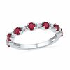 Thumbnail Image 0 of Alternating Lab-Created Ruby and White Lab-Created Sapphire Ring in Sterling Silver