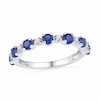 Thumbnail Image 0 of Alternating Blue and White Lab-Created Sapphire Ring in Sterling Silver