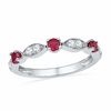 Thumbnail Image 0 of Alternating Lab-Created Ruby and White Lab-Created Sapphire Duo with Marquise Frame Ring in Sterling Silver