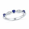 Thumbnail Image 0 of Alternating Blue Lab-Created Sapphire and White Lab-Created Sapphire Duo with Marquise Frame Ring in Sterling Silver