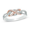 Thumbnail Image 0 of 0.11 CT. T.W. Diamond Infinity Ring in Sterling Silver and 10K Rose Gold