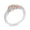 Thumbnail Image 1 of 0.11 CT. T.W. Diamond Infinity Ring in Sterling Silver and 10K Rose Gold