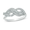 Thumbnail Image 0 of 0.15 CT. T.W. Diamond Wavy Infinity Ring in Sterling Silver