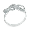 Thumbnail Image 1 of 0.15 CT. T.W. Diamond Wavy Infinity Ring in Sterling Silver