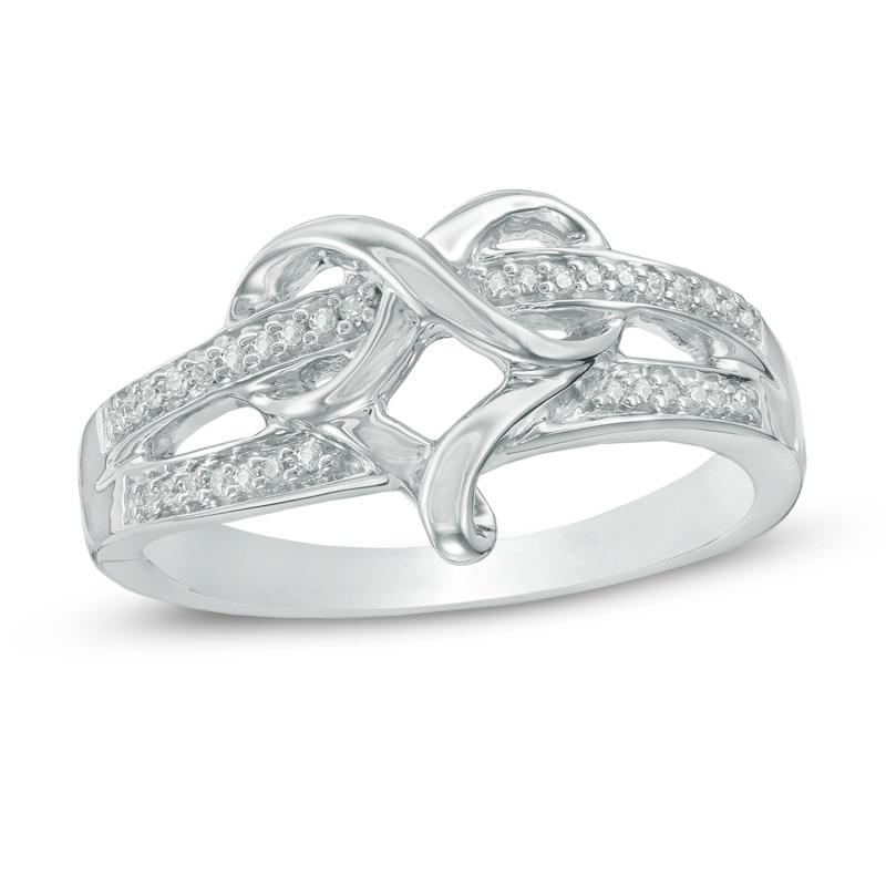 0.09 CT. T.W. Diamond Heart-Shaped Infinity Ring in Sterling Silver