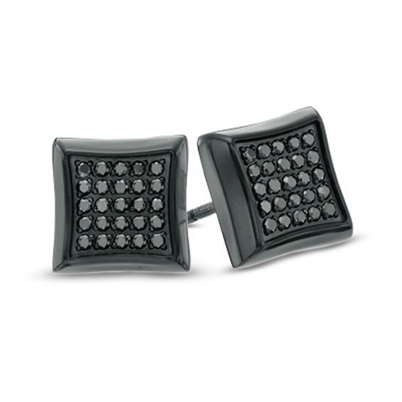 Men S Shaquille O Neal 0 25 Ct T W Enhanced Black Diamond Stud Men S Shaquille O Neal 0 25 Ct T W Enhanced Black Diamond Stud Earrings In Stainless