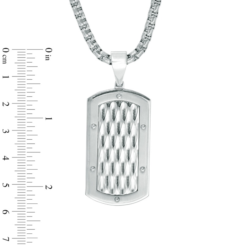 Men's Diamond-Cut Dog Tag Pendant in Stainless Steel - 24"