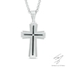 Thumbnail Image 0 of Men's Diamond Accent Groove Cross Pendant in Two-Tone Stainless Steel - 24"