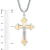 Thumbnail Image 2 of Men's Crucifix Pendant in Two-Tone Stainless Steel - 24"
