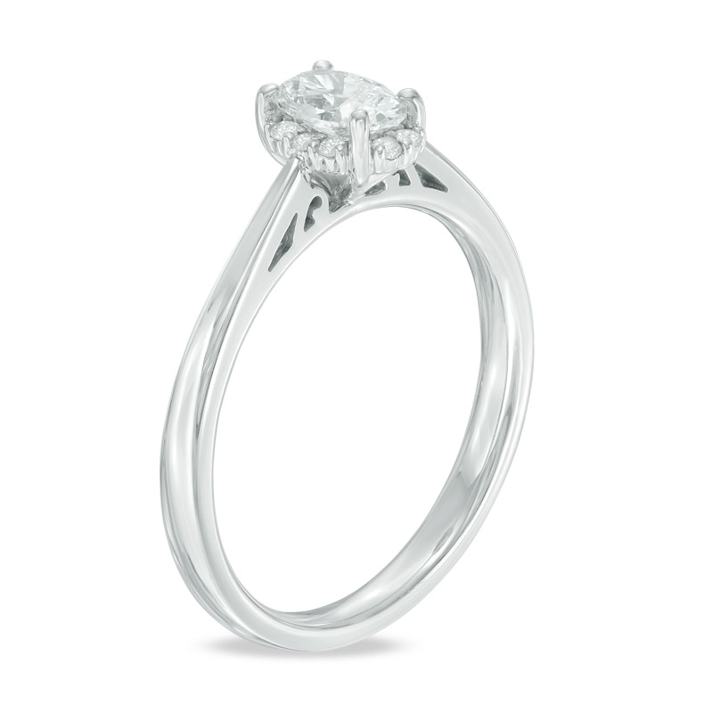 0.60 CT. T.W. Certified Canadian Diamond Frame Engagement Ring in 14K White Gold (I/I1)