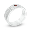 Thumbnail Image 1 of Men's Garnet Solitaire Wedding Band in Sterling Silver