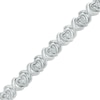 Thumbnail Image 0 of Diamond Accent Heart with "X" Link Bracelet in Sterling Silver - 7.5"