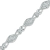 Thumbnail Image 0 of 0.23 CT. T.W. Diamond Flame and "X" Link Bracelet in Sterling Silver - 7.5"