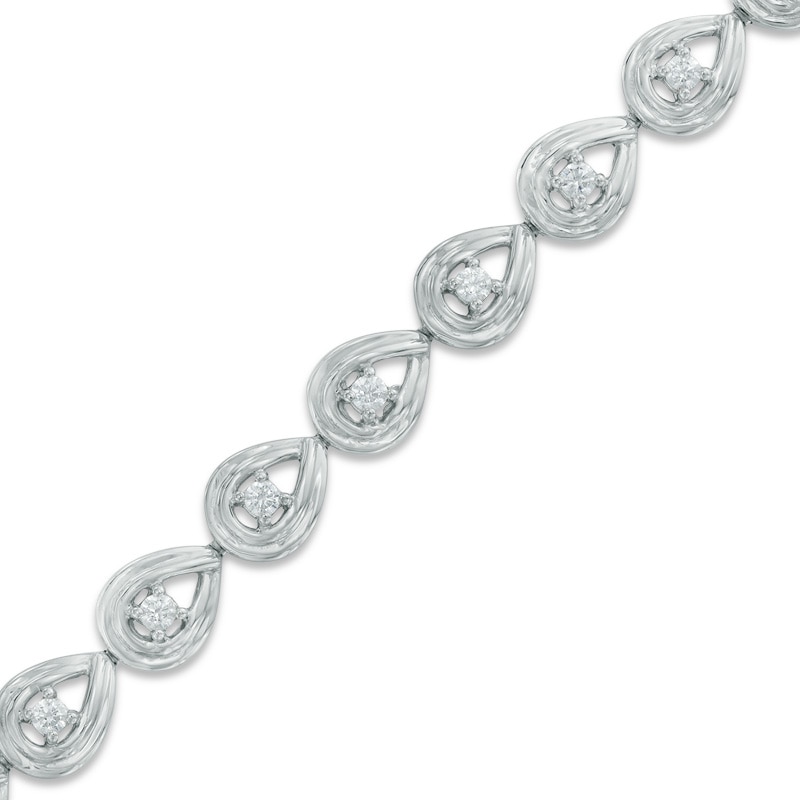 0.45 CT. T.W. Diamond Teardrop Link Bracelet in 10K White Gold - 7.25"