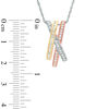 Thumbnail Image 1 of 0.30 CT. T.W. Diamond Criss-Cross Bar Pendant in 10K Tri-Tone Gold