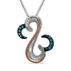 Thumbnail Image 0 of Open Hearts by Jane Seymour™ 0.20 CT. T.W. Blue and White Diamond Curly Pendant in Sterling Silver and 10K Gold