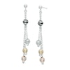 Thumbnail Image 0 of Beaded Dangle Drop Earrings in Tri-Tone Sterling Silver and Black Ruthenium