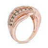 Thumbnail Image 1 of 1.00 CT. T.W. Champagne and White Diamond Cascading Waves Ring in 10K Rose Gold