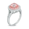 Thumbnail Image 1 of 7.0mm Lab-Created Pink and White Sapphire Double Frame Ring in Sterling Silver and 14K Rose Gold Plate