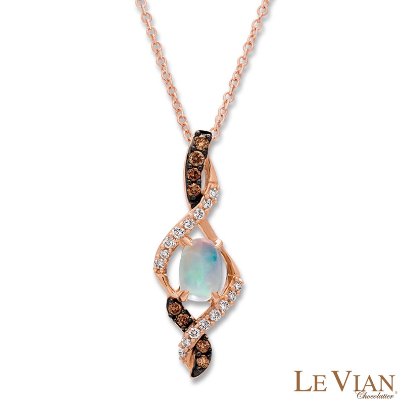 Le Vian® Opal and 0.17 CT. T.W. Diamond Infinity Twist Pendant in 14K Strawberry Gold™