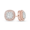 Thumbnail Image 0 of 1.00 CT. T.W. Composite Diamond Double Square Frame Stud Earrings in 10K Rose Gold
