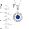 Thumbnail Image 1 of Lab-Created Blue and White Sapphire Frame Pendant and Earrings Set in Sterling Silver