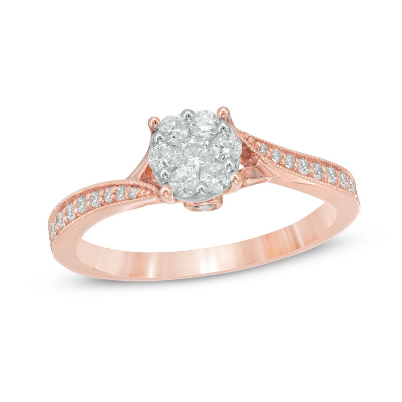 0.49 CT. T.W. Composite Diamond Twist Shank Engagement Ring in 10K Rose Gold