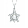 Thumbnail Image 0 of 5.5 - 6.0mm Oval Cultured Freshwater Pearl and Lab-Created White Sapphire Turtle Pendant in Sterling Silver