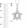 Thumbnail Image 1 of 5.5 - 6.0mm Oval Cultured Freshwater Pearl and Lab-Created White Sapphire Turtle Pendant in Sterling Silver