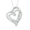 Thumbnail Image 0 of 0.25 CT. T.W. Diamond Tilted Double Heart Pendant in 10K White Gold