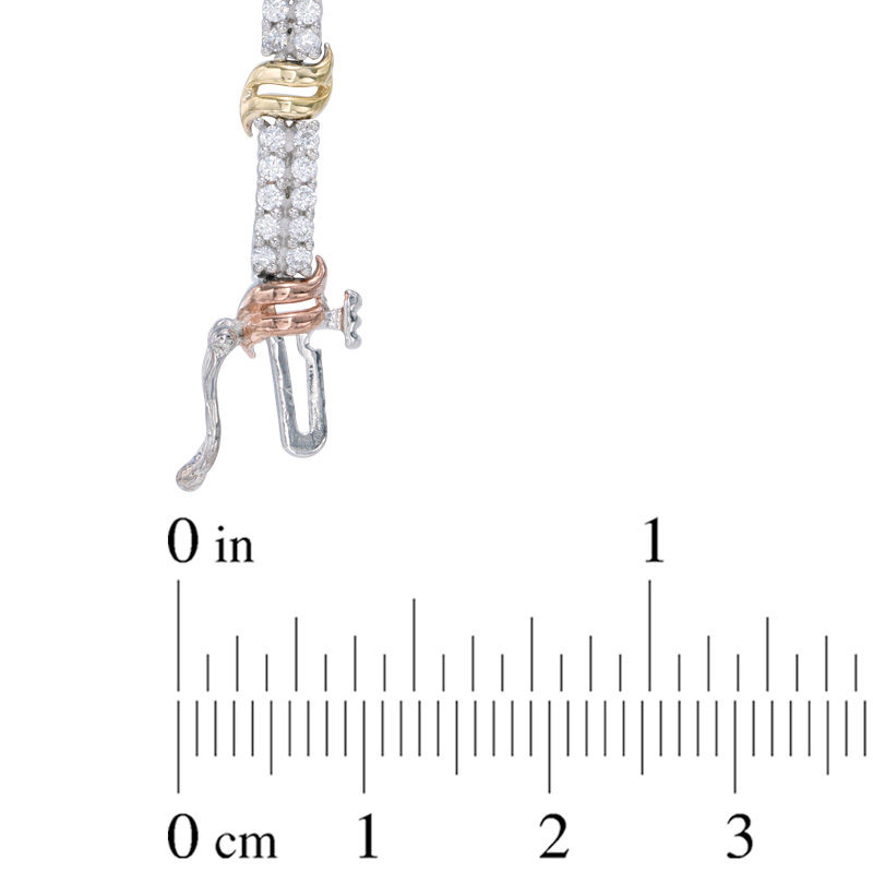 1.95 CT. T.W. Diamond Double Row Bracelet in 10K Tri-Tone Gold - 7.25"
