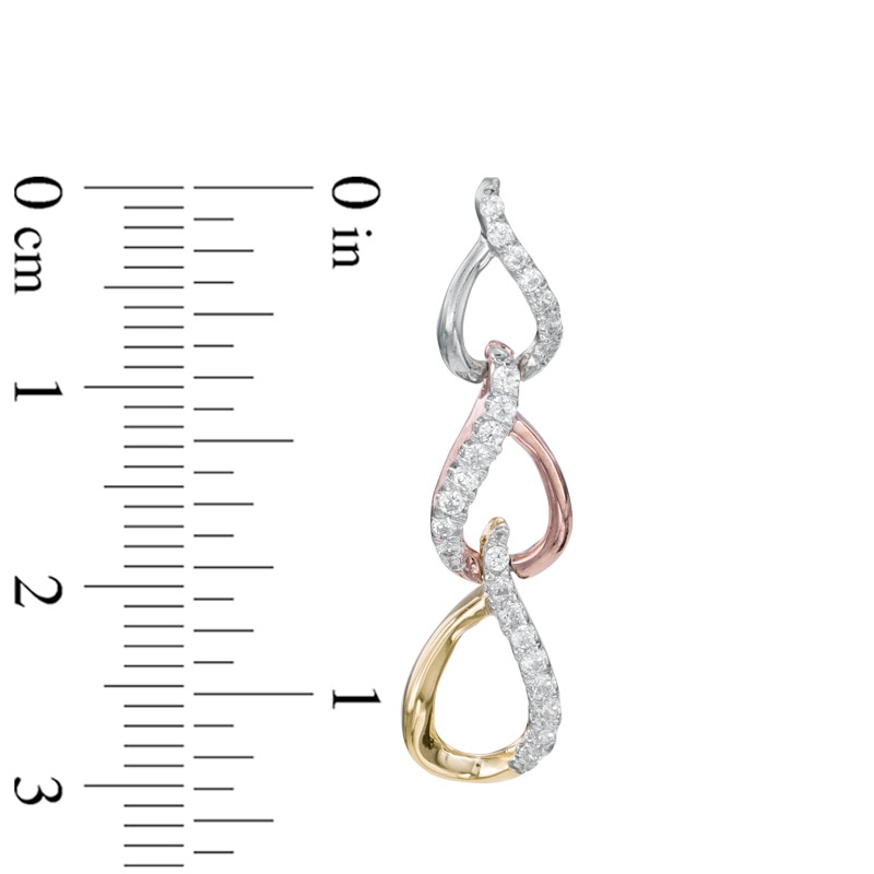 0.30 CT. T.W. Diamond Three Tier Drop Earrings in 10K Tri-Tone Gold