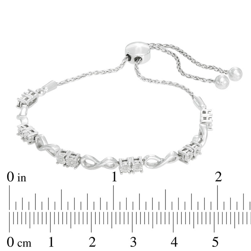 0.05 CT. T.W. Diamond Two-Stone Infinity Bolo Bracelet in Sterling Silver - 9.5"
