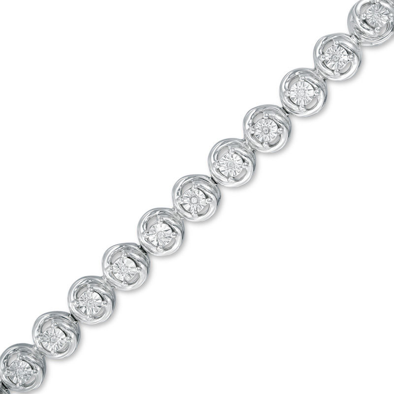 0.07 CT. T.W. Diamond Tennis Bracelet in Sterling Silver - 7.5"