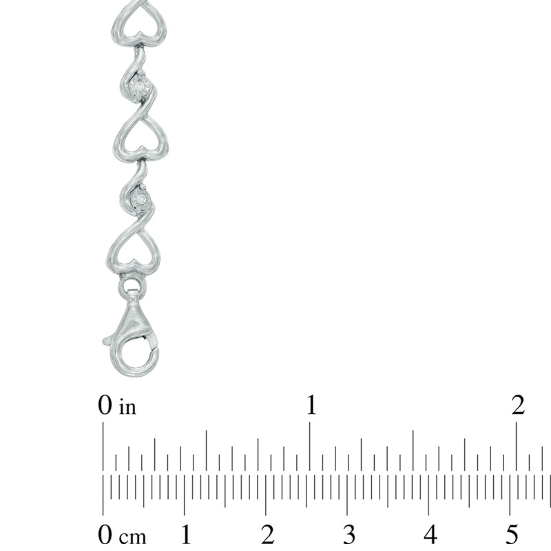 Diamond Accent Heart Link Bracelet in Sterling Silver - 7.5"