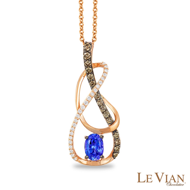 Le Vian® Blueberry Tanzanite™ and 0.44 CT. T.W. Diamond Infinity Twist Pendant in 14K Strawberry Gold™